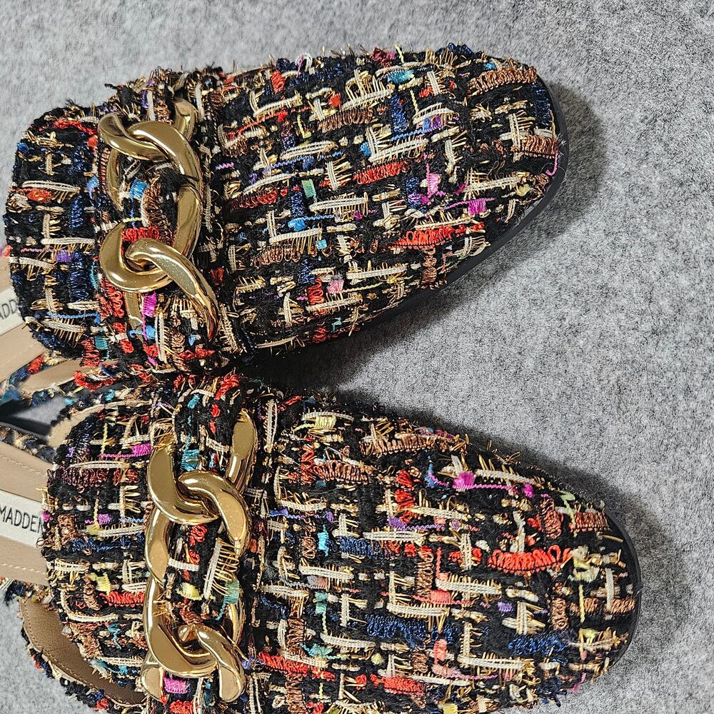 Steve Madden Cassady Tweed Chain Flat Mule Loafers Size 9M - Picture 5 of 6